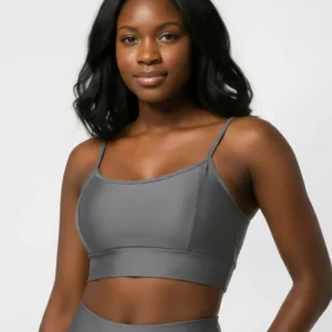 Top duplo de alça Cinza